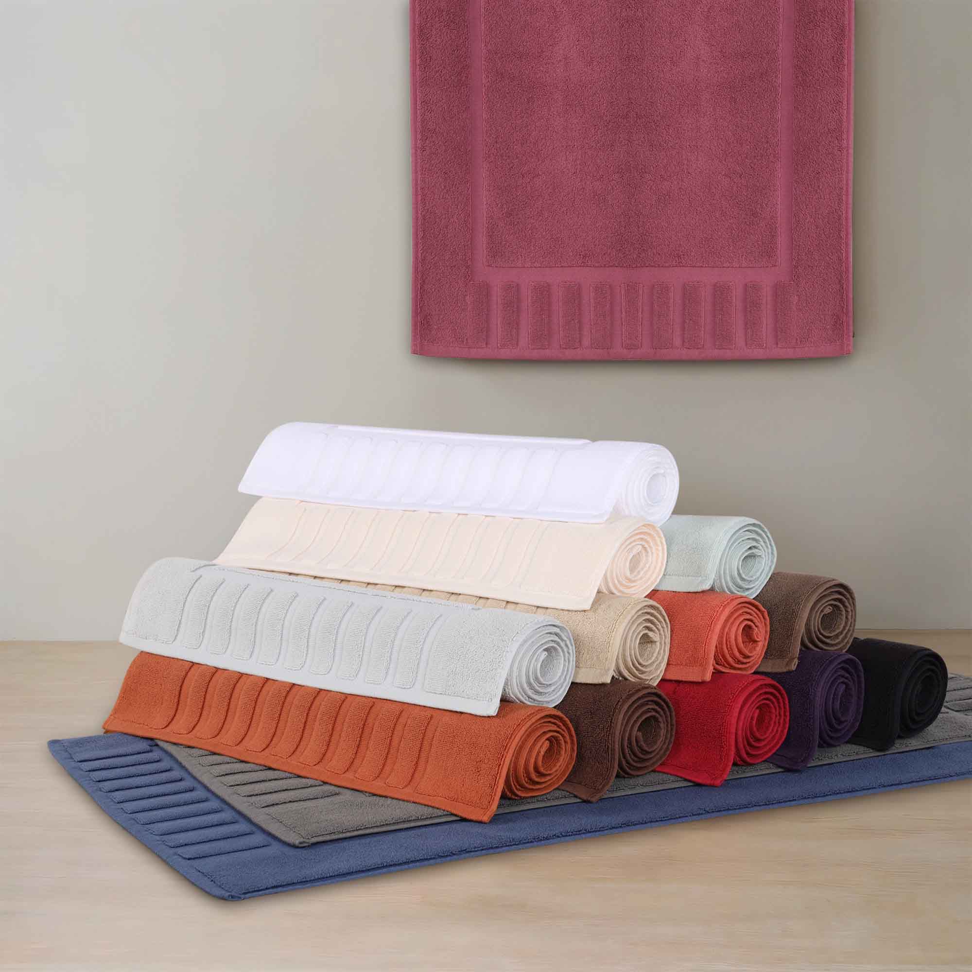 Leo Cotton Solid Modern Absorbent Heavy Washable Bath Mat Set of 2 - Bath Mats by Superior Brand