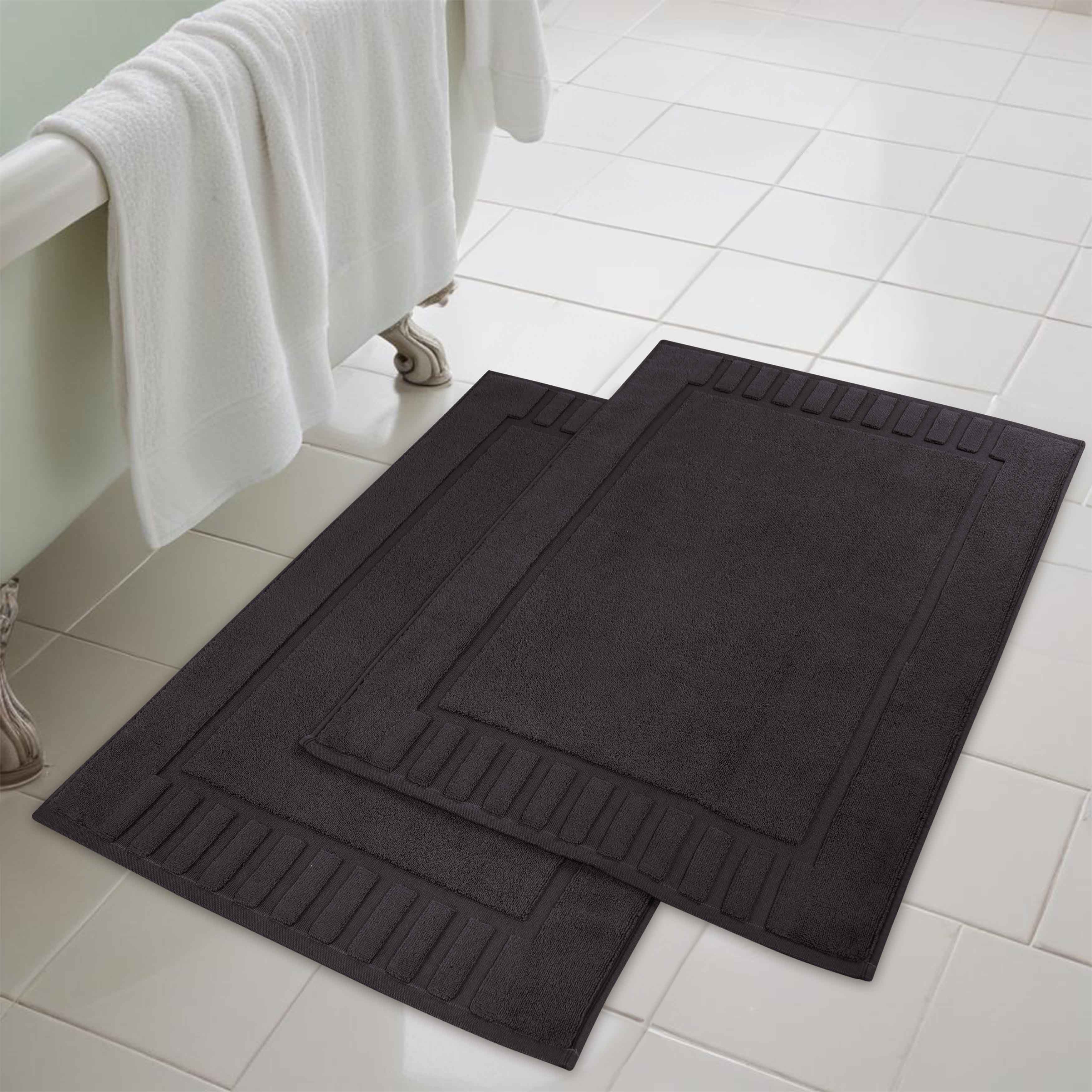 Leo Cotton Solid Modern Absorbent Heavy Washable Bath Mat Set of 2 - Bath Mats by Superior Brand