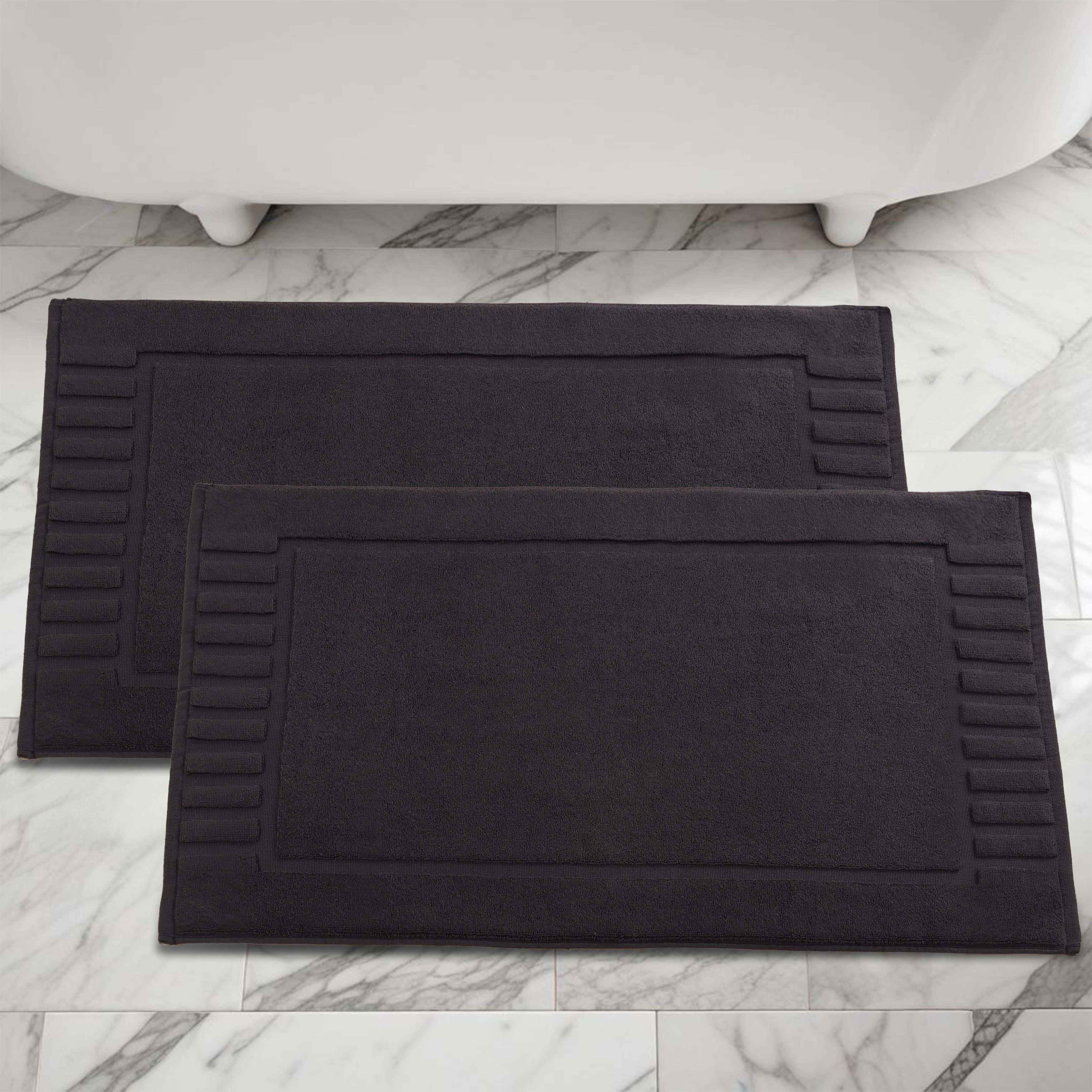 Leo Cotton Solid Modern Absorbent Heavy Washable Bath Mat Set of 2 - Bath Mats by Superior Brand