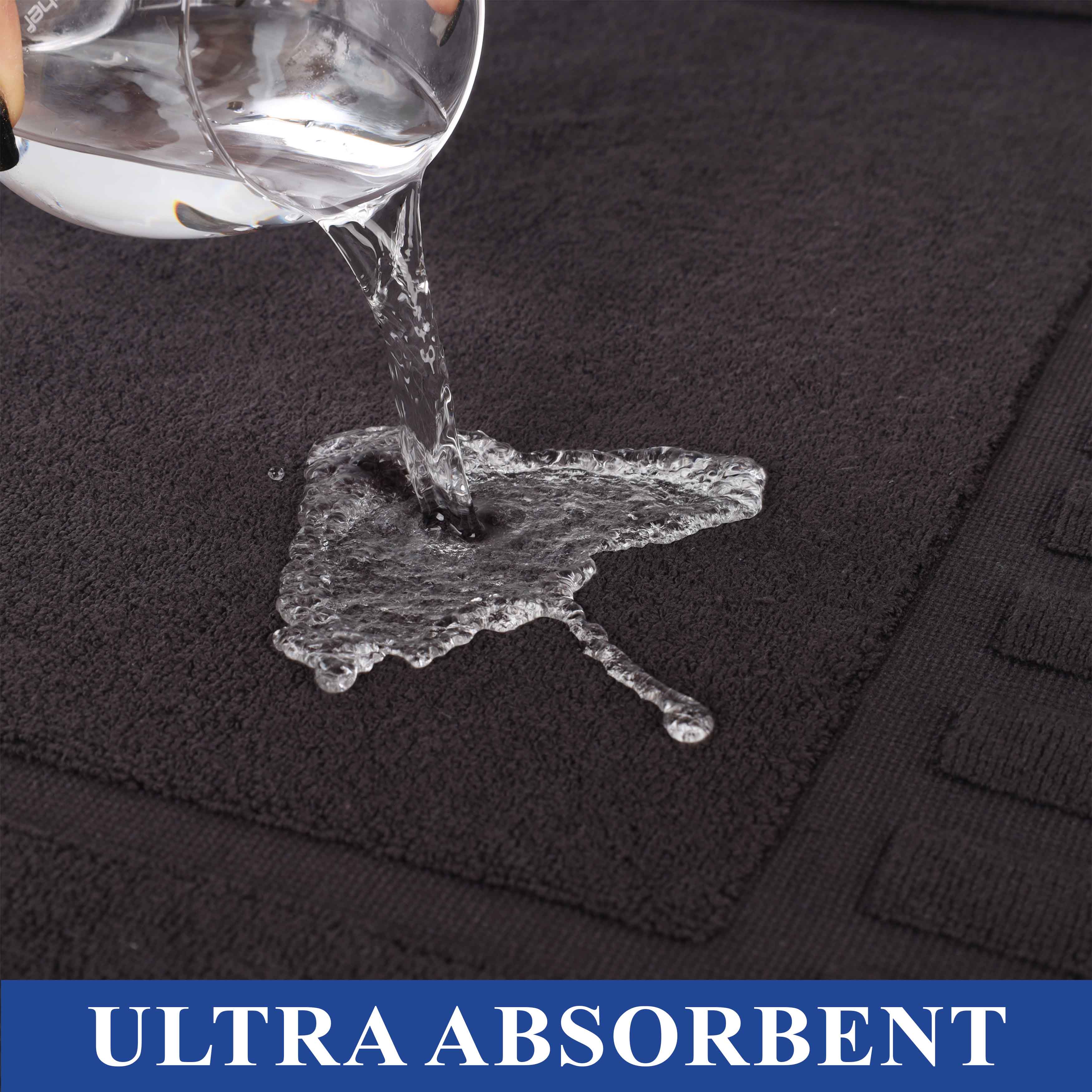 Leo Cotton Solid Modern Absorbent Heavy Washable Bath Mat Set of 2 - Bath Mats by Superior Brand