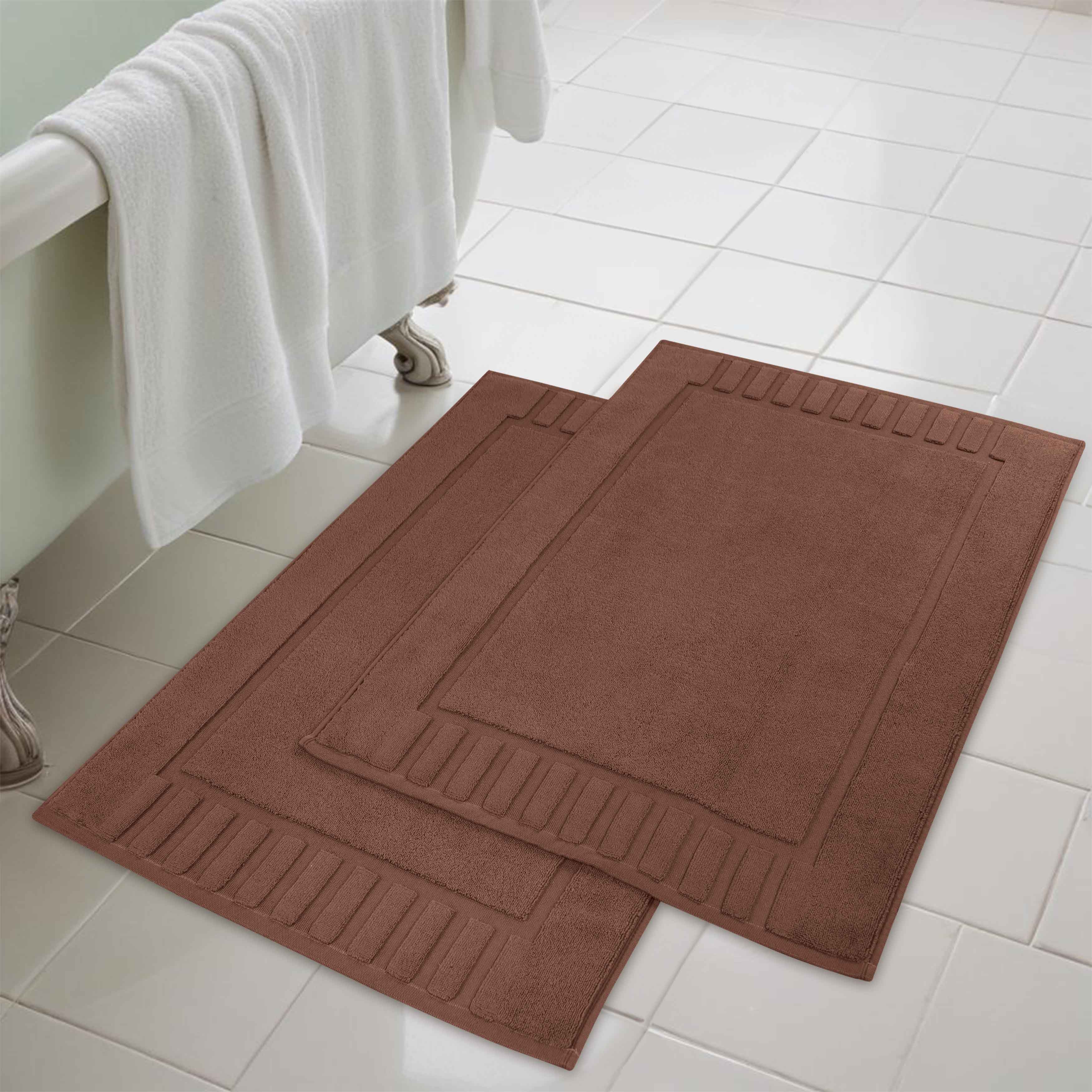 Leo Cotton Solid Modern Absorbent Heavy Washable Bath Mat Set of 2 - Bath Mats by Superior Brand