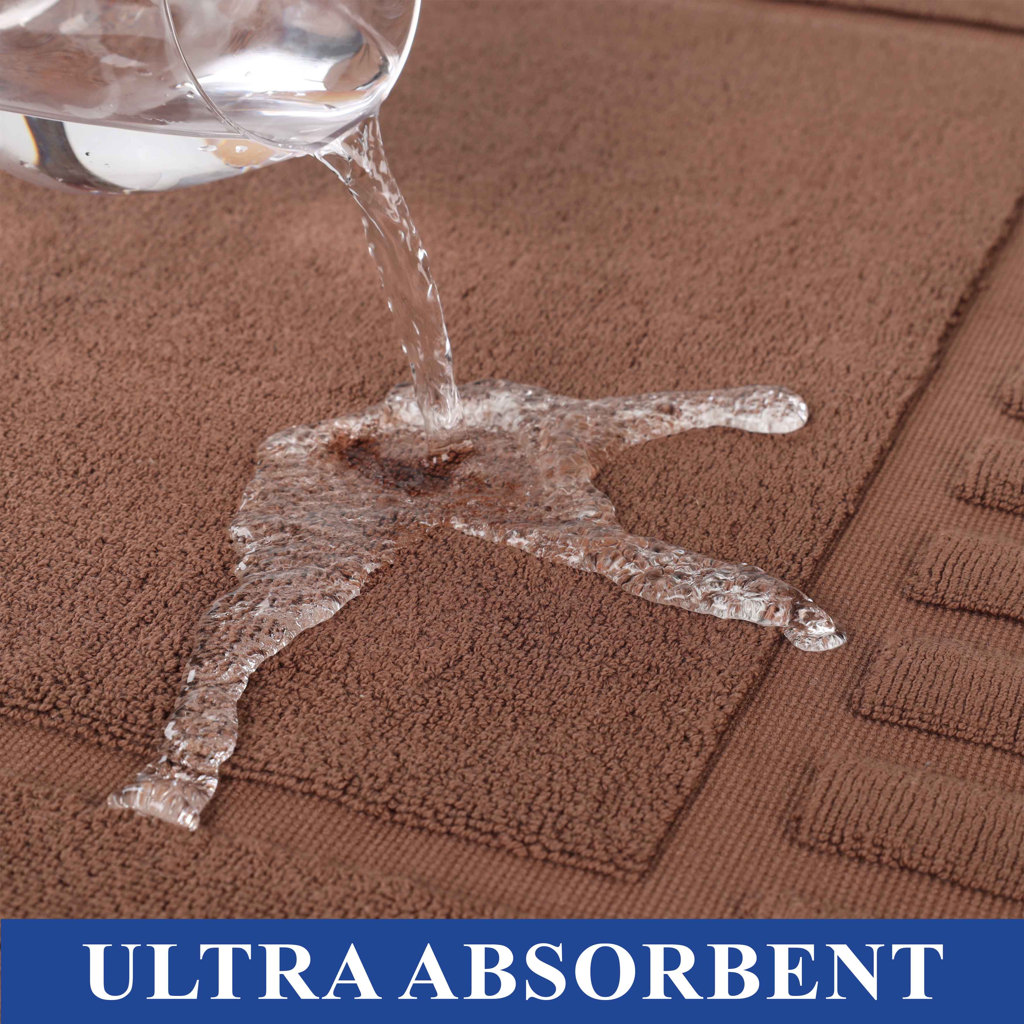 Leo Cotton Solid Modern Absorbent Heavy Washable Bath Mat Set of 2 - Bath Mats by Superior Brand