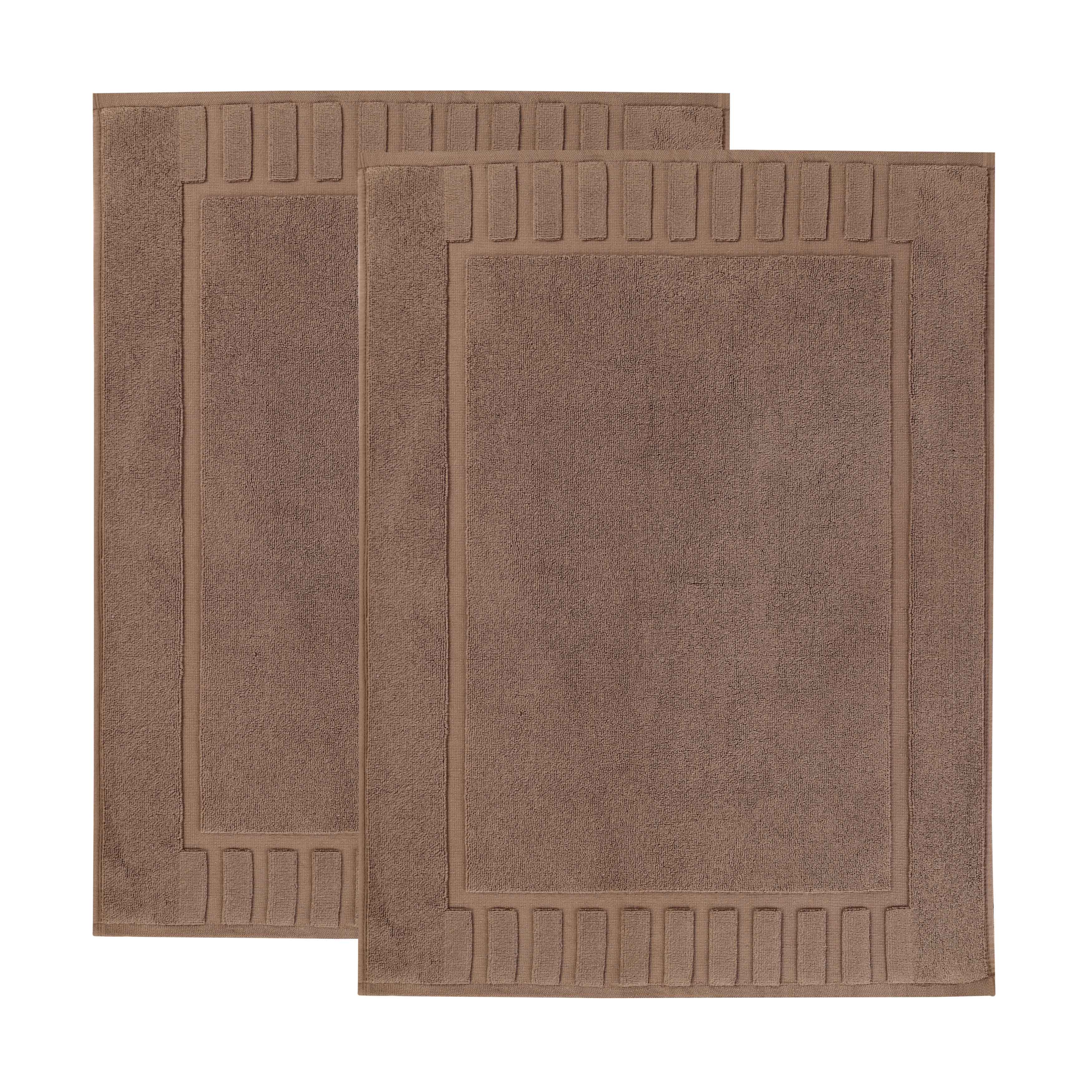 Leo Cotton Solid Modern Absorbent Heavy Washable Bath Mat Set of 2 - Bath Mats by Superior Brand