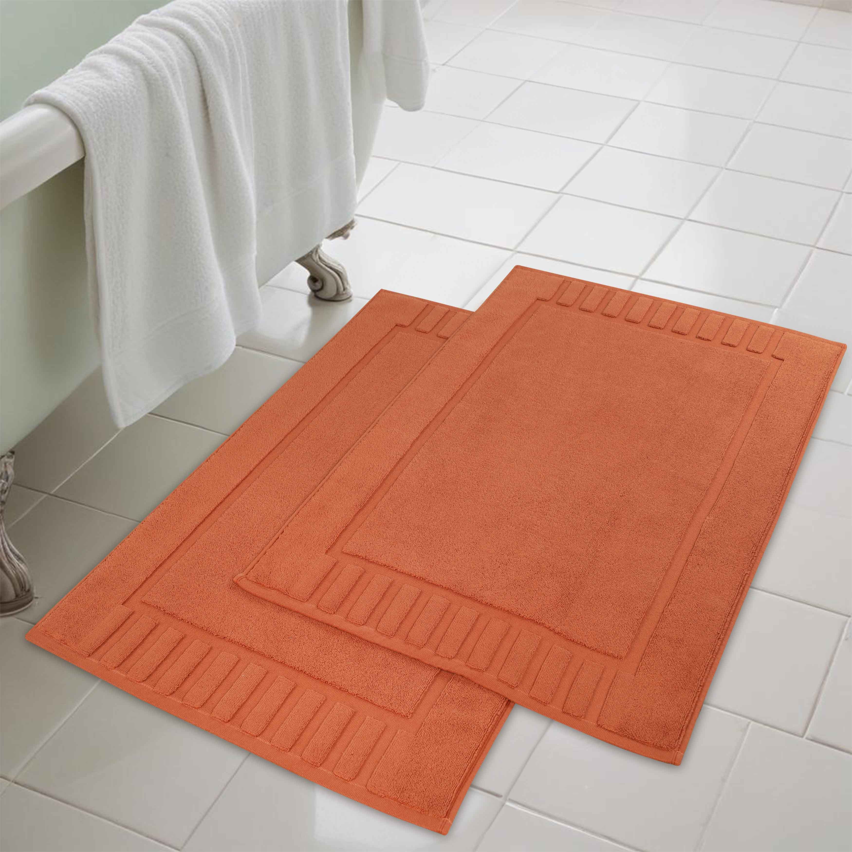 Leo Cotton Solid Modern Absorbent Heavy Washable Bath Mat Set of 2 - Bath Mats by Superior Brand