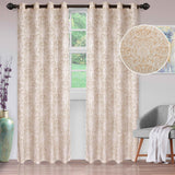Lotus Jacquard Floral Damask Semi Sheer Curtain Panel Set - Semi Sheer Curtains by Superior Brand