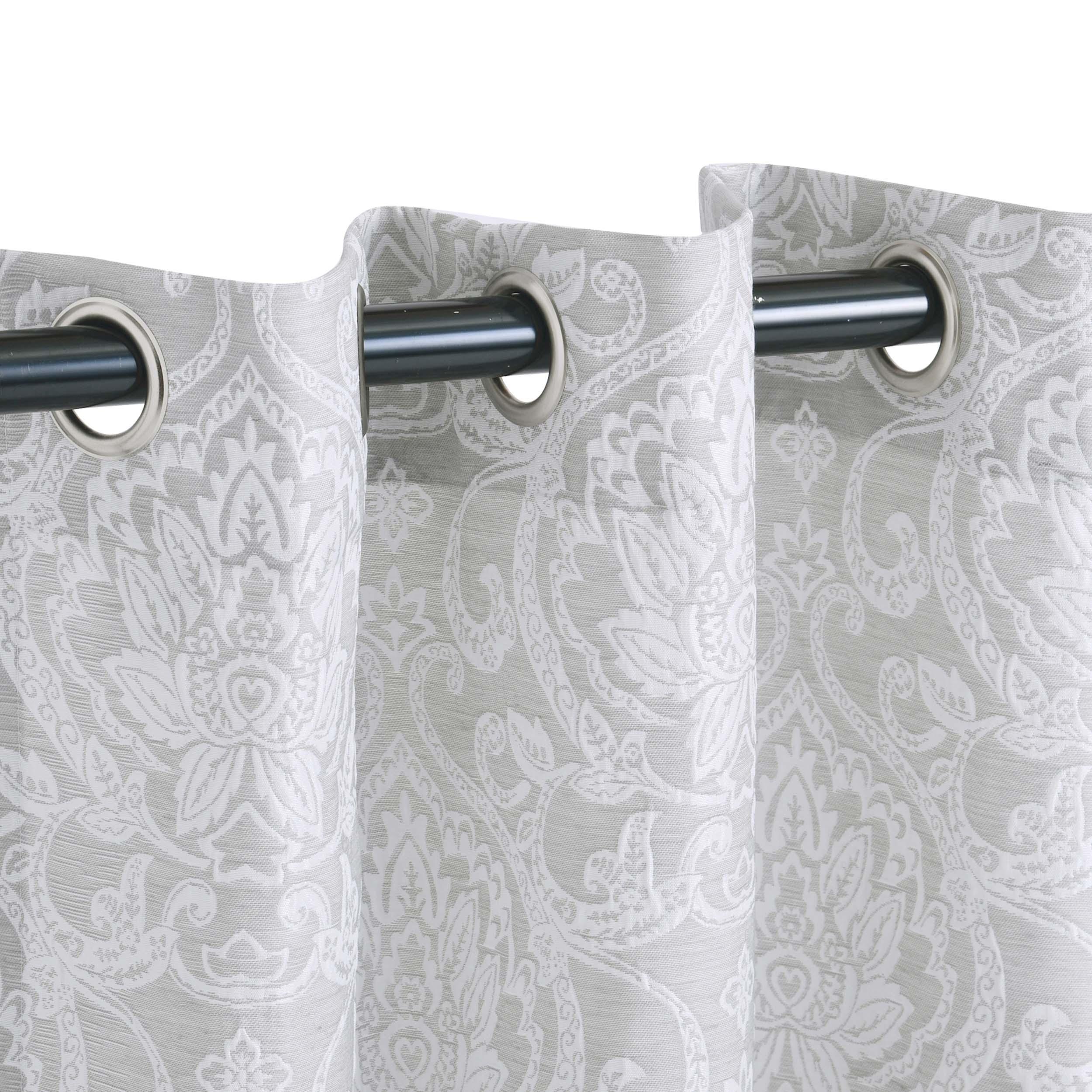 Lotus Jacquard Floral Damask Semi Sheer Curtain Panel Set - Semi Sheer Curtains by Superior Brand