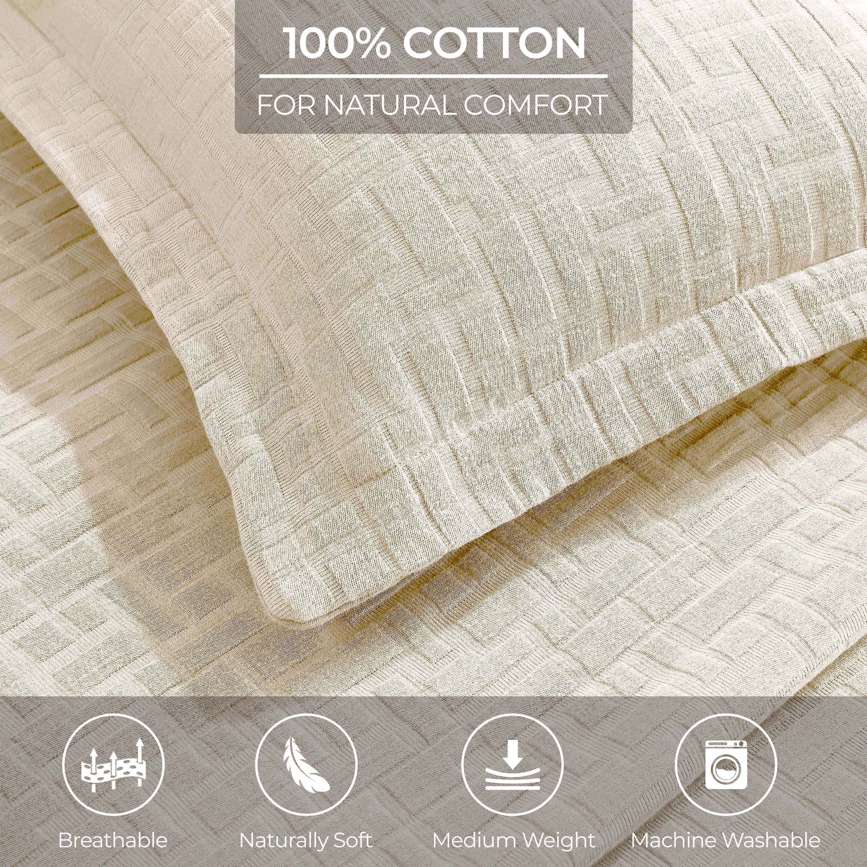 Madrid Cotton Medium Weight Geometric Matelasse Bedspread and Sham Set - Bedspread by Superior Brand