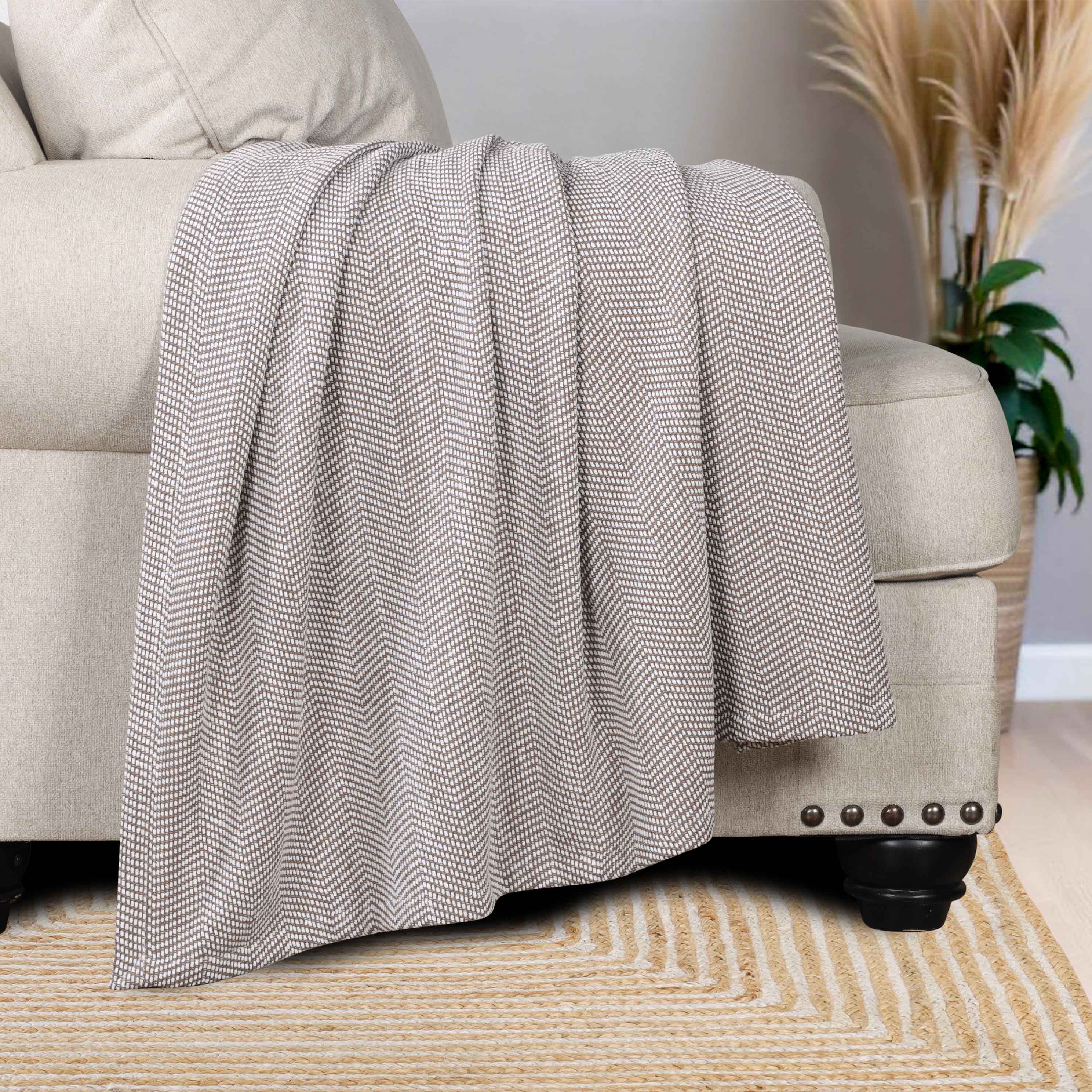 Maya Chenille Herringbone Soft Textured Medium Weight Cotton Blanket - Blanket by Superior Brand