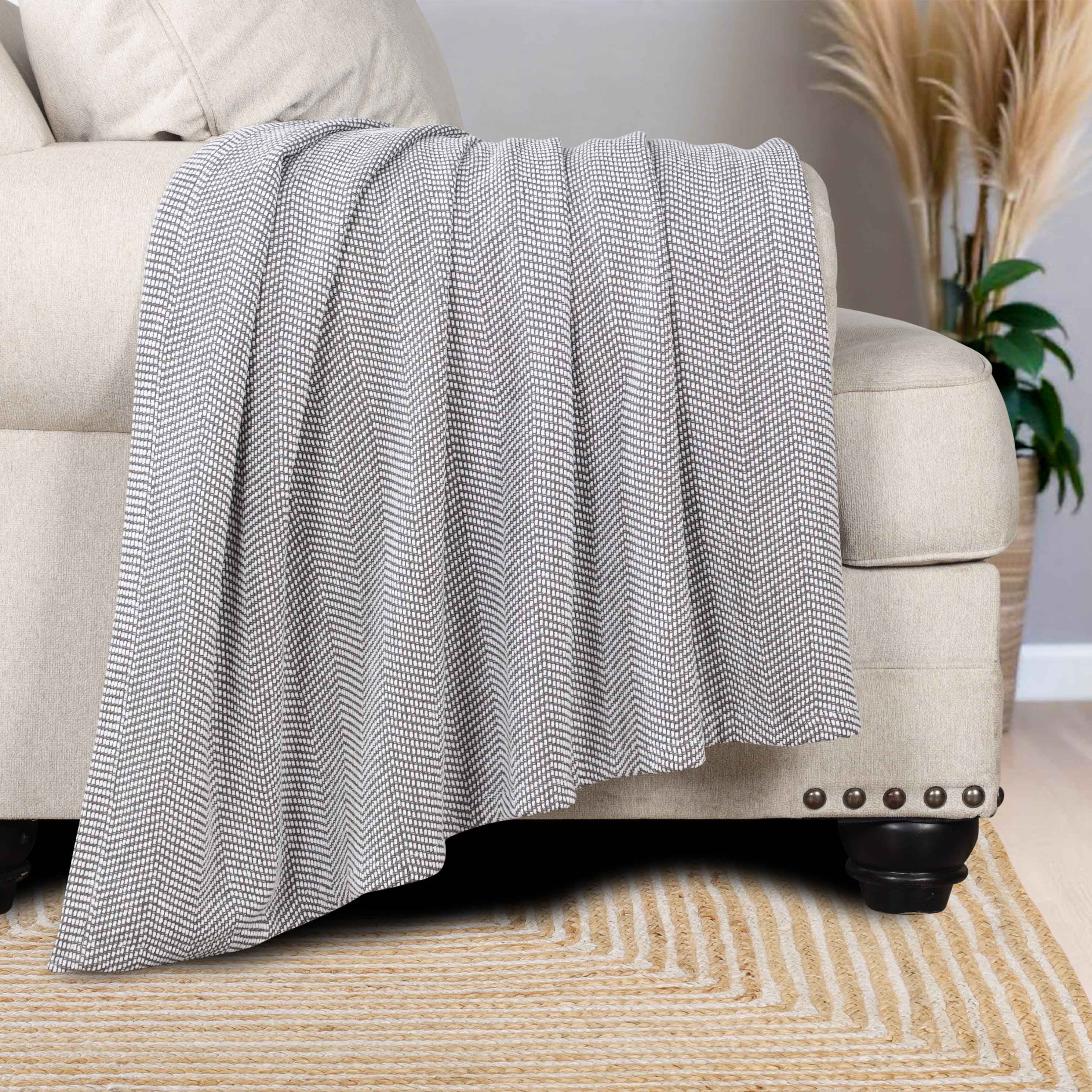 Maya Chenille Herringbone Soft Textured Medium Weight Cotton Blanket - Blanket by Superior Brand