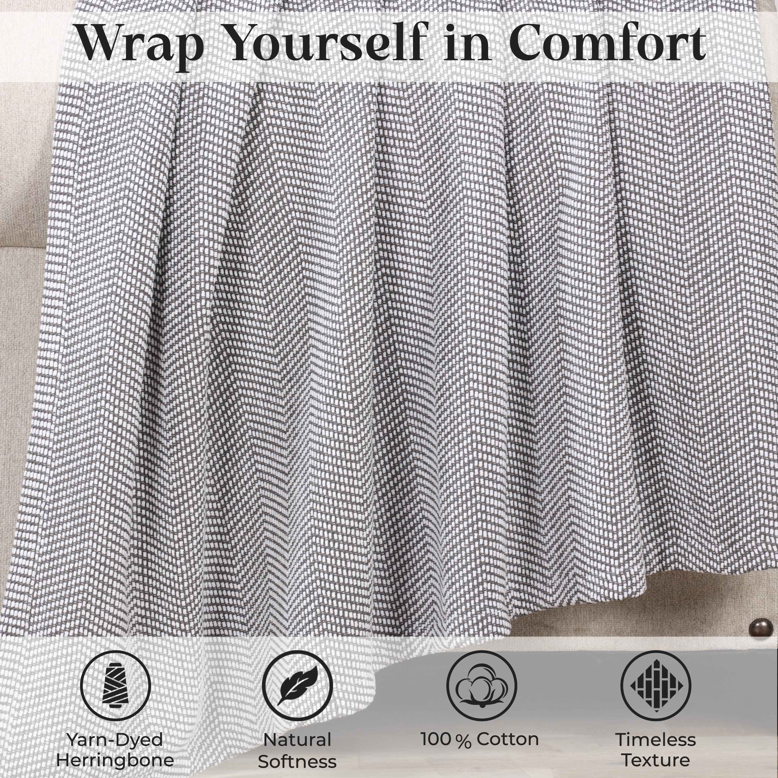 Maya Chenille Herringbone Soft Textured Medium Weight Cotton Blanket - Blanket by Superior Brand