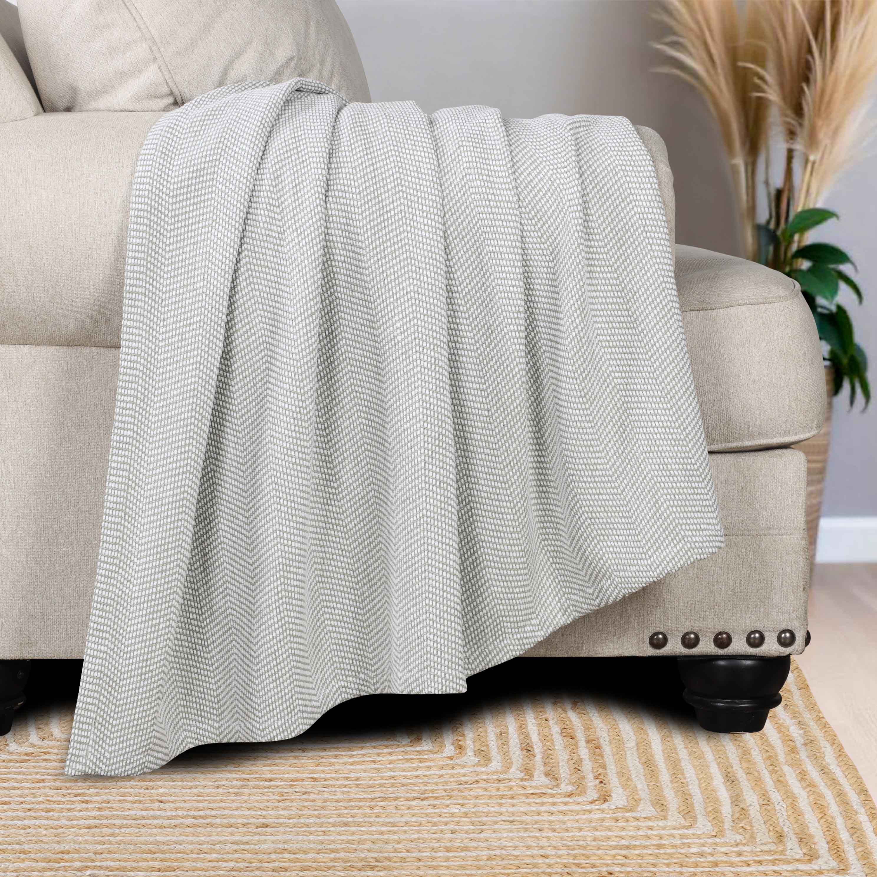 Maya Chenille Herringbone Soft Textured Medium Weight Cotton Blanket - Blanket by Superior Brand