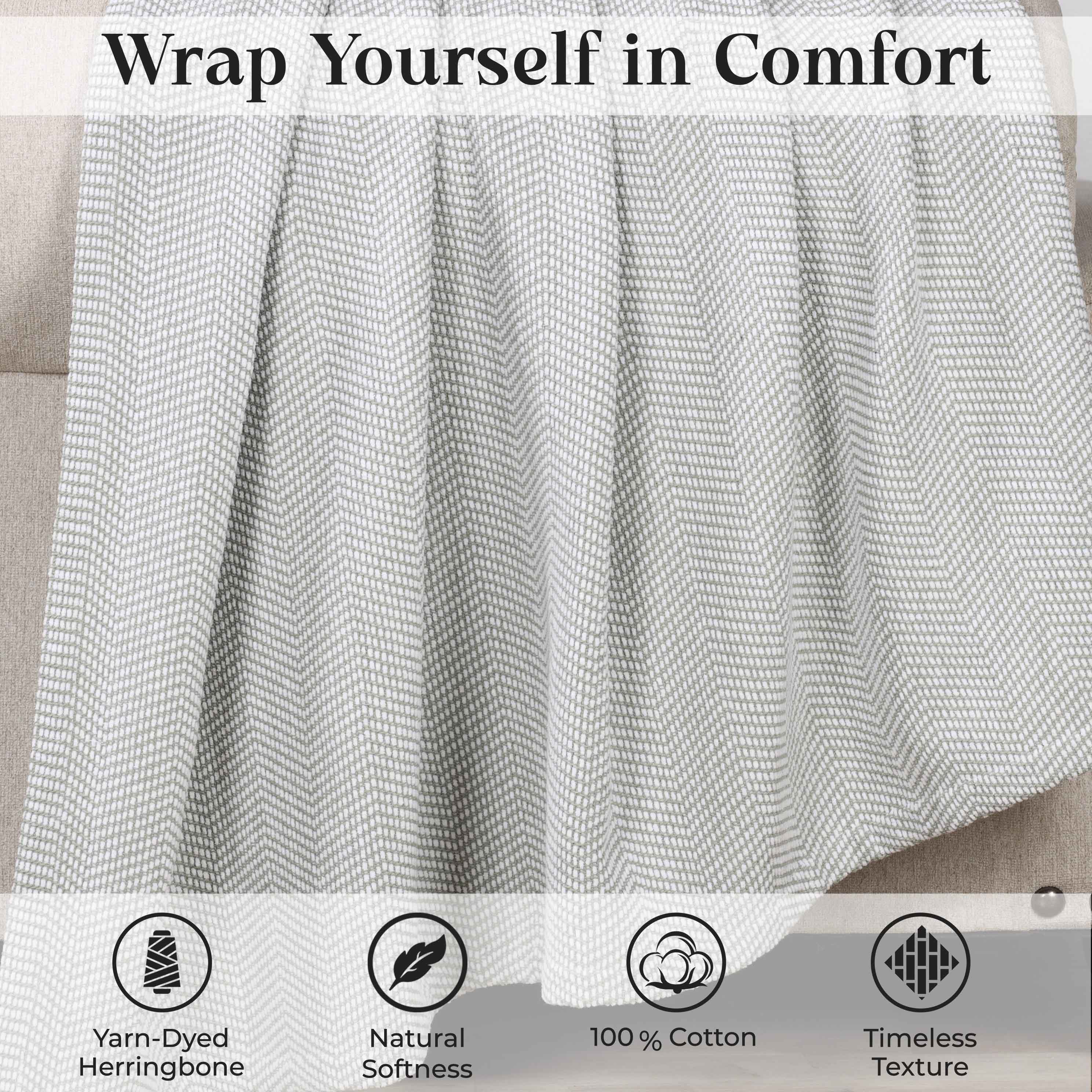 Maya Chenille Herringbone Soft Textured Medium Weight Cotton Blanket - Blanket by Superior Brand
