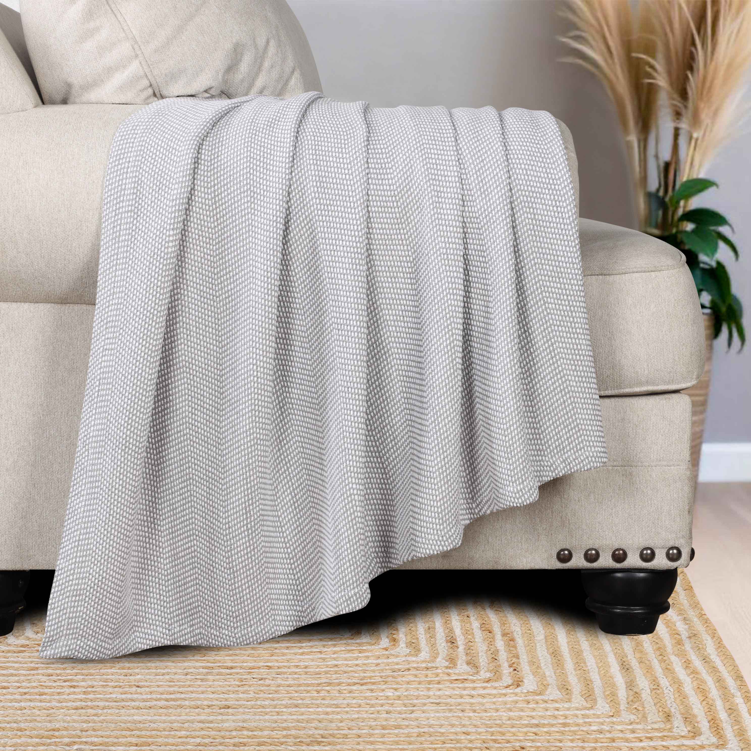 Maya Chenille Herringbone Soft Textured Medium Weight Cotton Blanket - Blanket by Superior Brand
