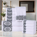 Medallion Cotton Jacquard Textured Soft Absorbent 12 Piece Towel Set - Towel Set by Superior Brand