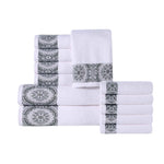 Medallion Cotton Jacquard Textured Soft Absorbent 12 Piece Towel Set - Towel Set by Superior Brand