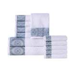 Medallion Cotton Jacquard Textured Soft Absorbent 12 Piece Towel Set - Towel Set by Superior Brand