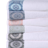 Medallion Cotton Jacquard Textured Soft Absorbent 12 Piece Towel Set - Towel Set by Superior Brand