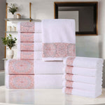 Medallion Cotton Jacquard Textured Soft Absorbent 12 Piece Towel Set - Towel Set by Superior Brand