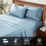 100% Cotton Flannel Sheet Set Warm Two-Toned Melange Deep Pocket - Sheet Set by Superior Brand