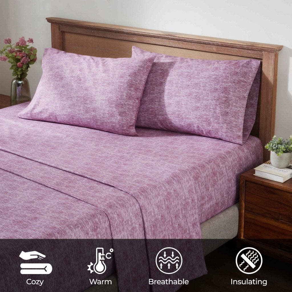 100% Cotton Flannel Sheet Set Warm Two-Toned Melange Deep Pocket - Sheet Set by Superior Brand