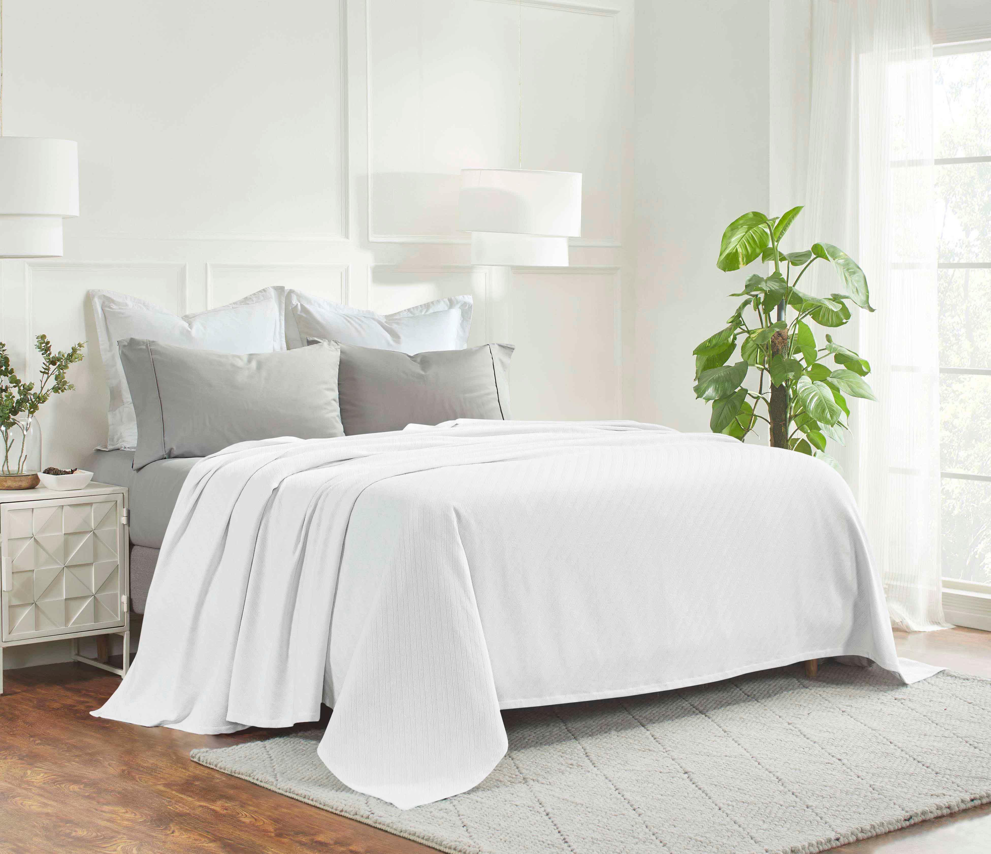 Milan Cotton Textured Jacquard Striped Lightweight Woven Blanket - Blanket by Superior Brand
