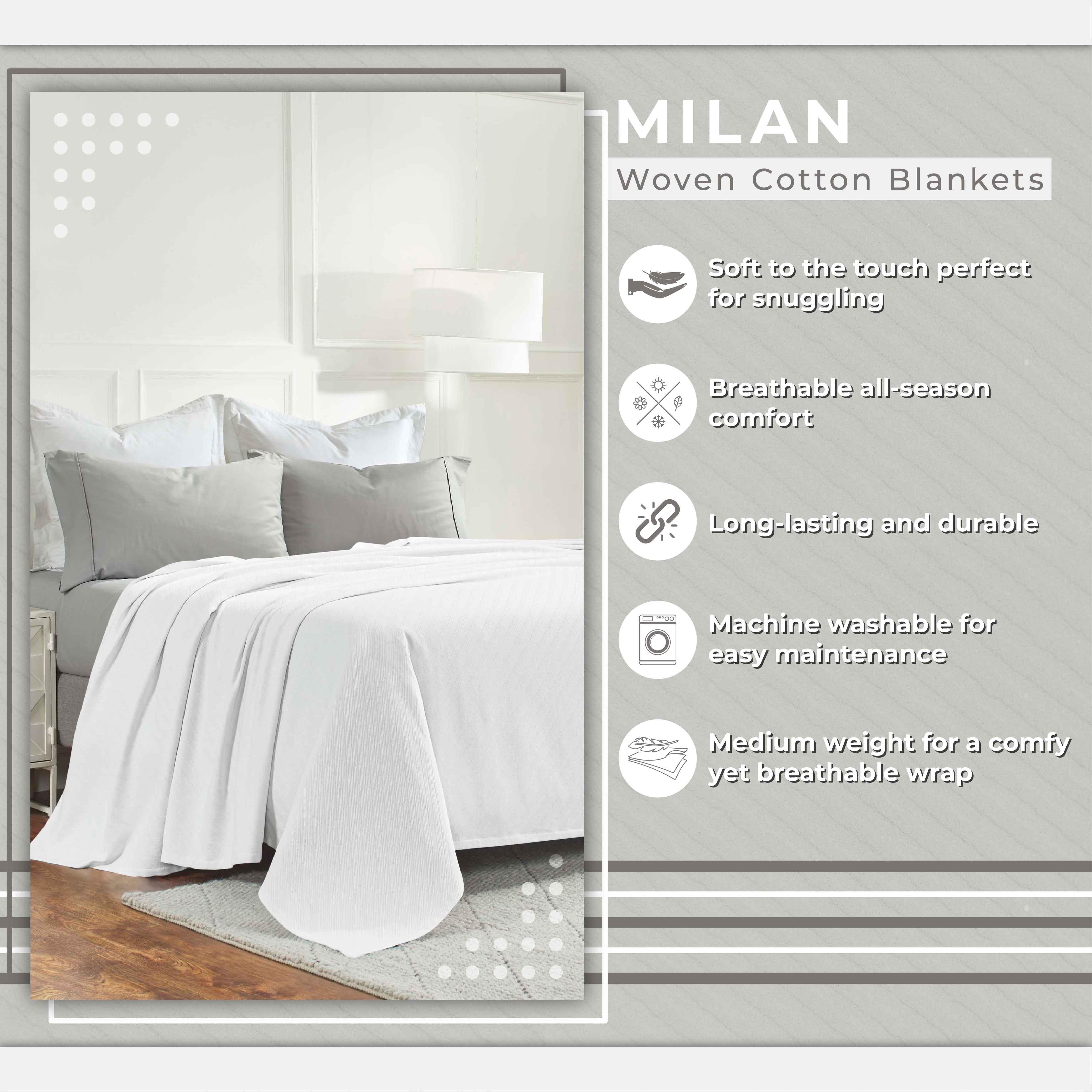 Milan Cotton Textured Jacquard Striped Lightweight Woven Blanket - Blanket by Superior Brand