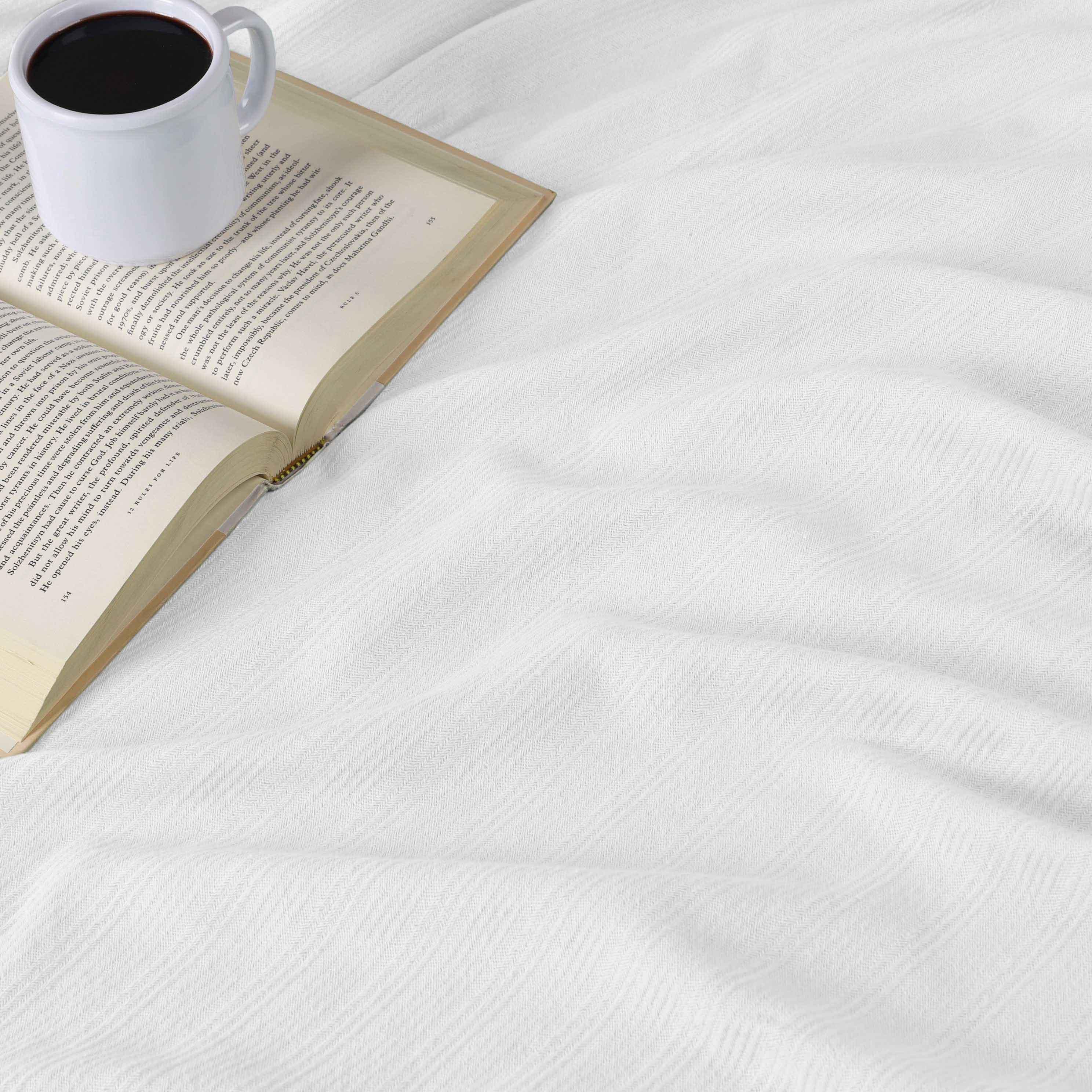 Milan Cotton Textured Jacquard Striped Lightweight Woven Blanket - Blanket by Superior Brand