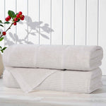 Viscose Cotton Blend Ribbed Bath Towel Set of 2 - Bath Towel by Superior Brand