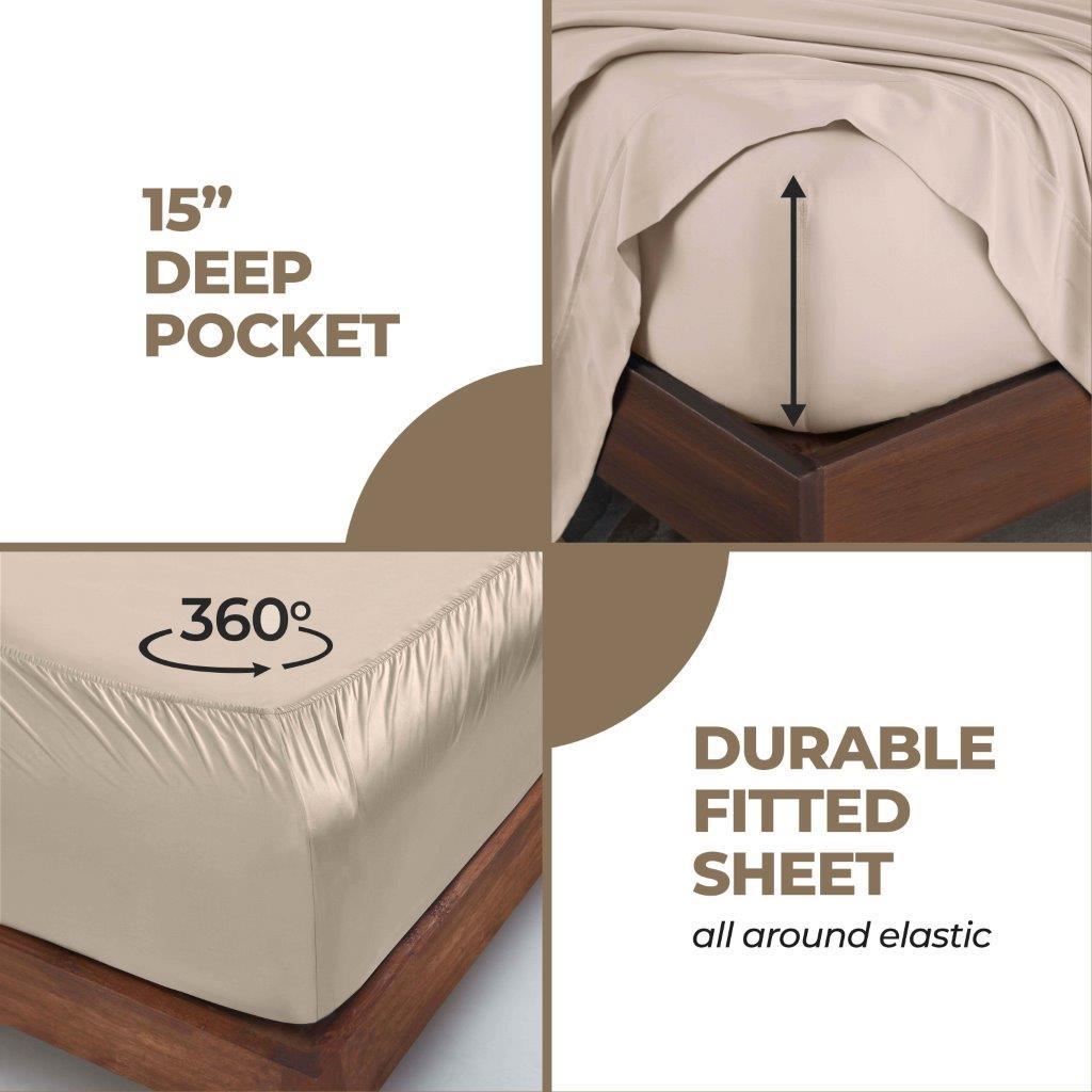 400 Thread Count Modal Fitted Sheet With Set- From Beechwood, Cooling, Solid - Sheet Set by Superior Brand