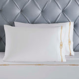 100% Cotton Bed Sheet Set Gold Embroidered Deep Pocket Moonlawn - Sheet Set by Superior Brand