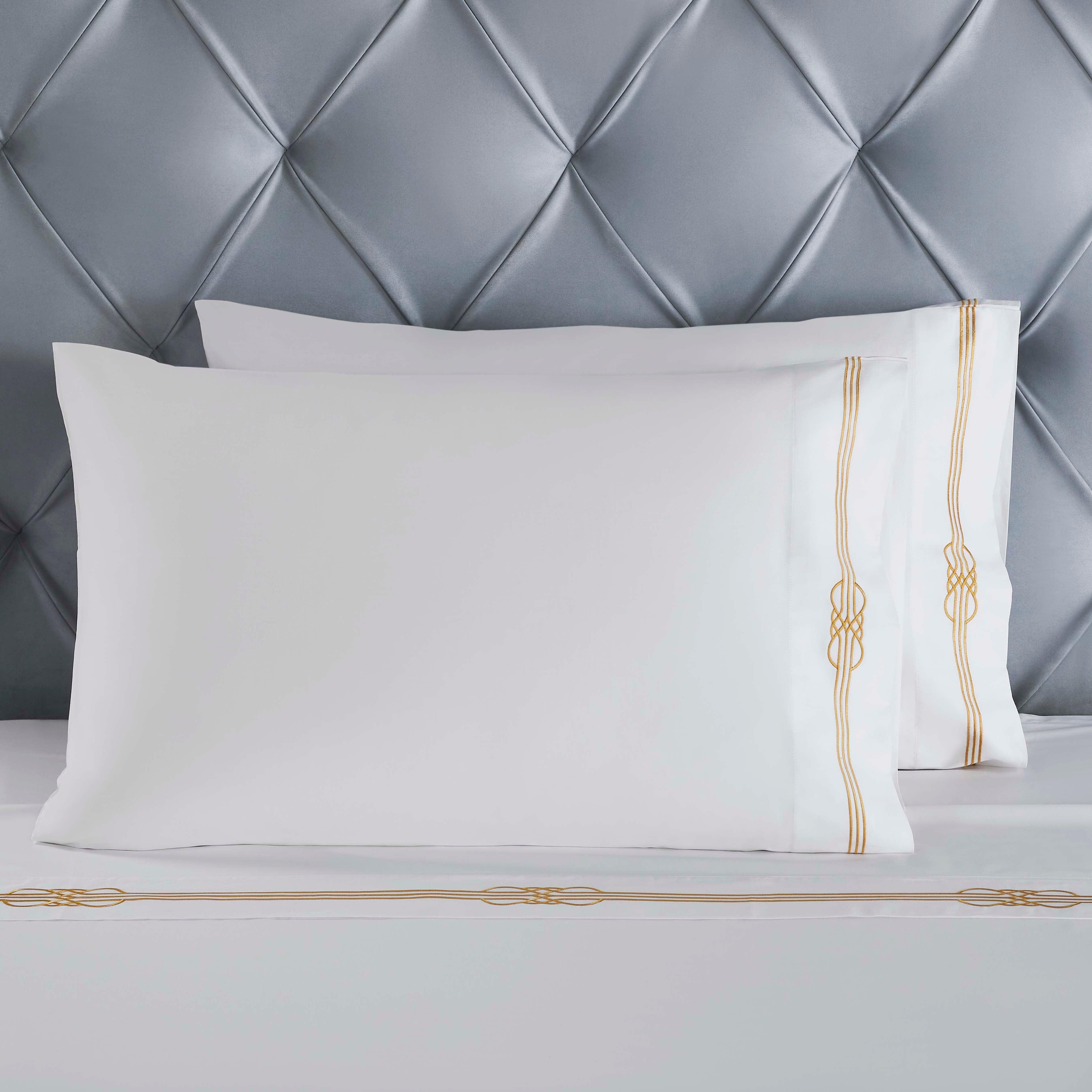 Moonlawn Cotton Gold Embroidered Deep Pocket Bed Sheet Set - Sheet Set by Superior