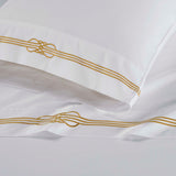 100% Cotton Bed Sheet Set Gold Embroidered Deep Pocket Moonlawn - Sheet Set by Superior Brand