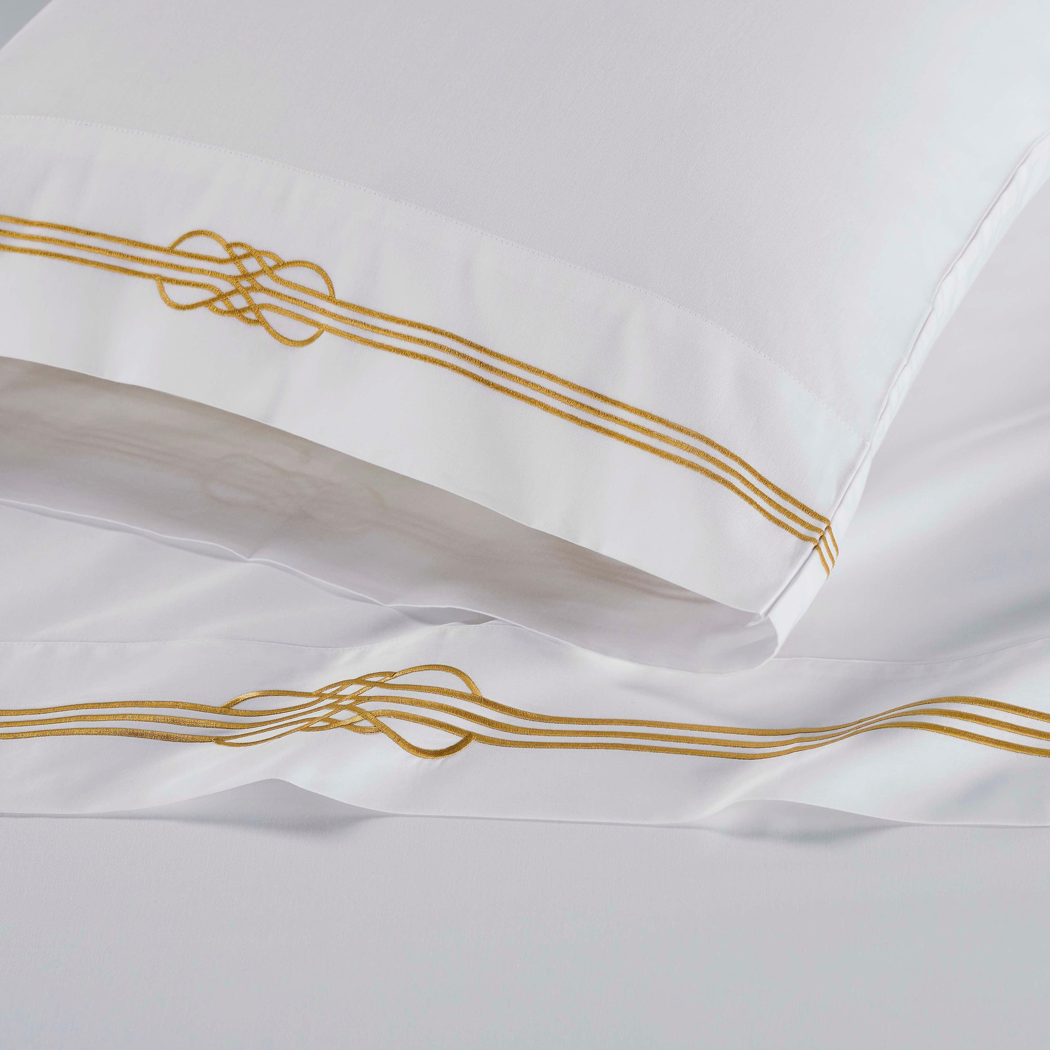 Moonlawn Cotton Gold Embroidered Deep Pocket Bed Sheet Set - Sheet Set by Superior