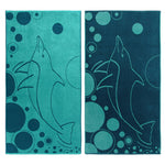 Mystic Dolphin Oversized Cotton Beach Towel Set of 2 Piece - Egyptian Cotton Beach Towel by Superior Brand