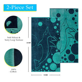 Mystic Dolphin Oversized Cotton Beach Towel Set of 2 Piece - Egyptian Cotton Beach Towel by Superior Brand