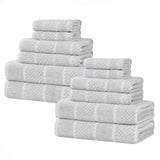 Naples Cotton Blend Textured Checkered and Ribbed 12 Piece Towel Set - Towel Set by Superior Brand