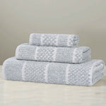 Naples Cotton Blend Textured Checkered and Ribbed 3 Piece Towel Set - Towel Set by Superior Brand