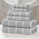 Naples Cotton Blend Textured Checkered and Ribbed 6 Piece Towel Set - Towel Set by Superior Brand