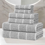 Naples Cotton Blend Textured Checkered and Ribbed 6 Piece Towel Set - Towel Set by Superior Brand