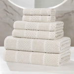 Naples Cotton Blend Textured Checkered and Ribbed 6 Piece Towel Set - Towel Set by Superior Brand