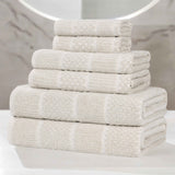 Naples Cotton Blend Textured Checkered and Ribbed 6 Piece Towel Set - Towel Set by Superior Brand