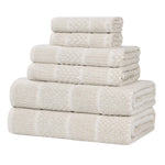 Naples Cotton Blend Textured Checkered and Ribbed 6 Piece Towel Set - Towel Set by Superior Brand