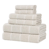 Naples Cotton Blend Textured Checkered and Ribbed 6 Piece Towel Set - Towel Set by Superior Brand