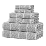 Naples Cotton Blend Textured Checkered and Ribbed 6 Piece Towel Set - Towel Set by Superior Brand