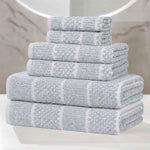 Naples Cotton Blend Textured Checkered and Ribbed 6 Piece Towel Set - Towel Set by Superior Brand