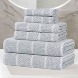 Naples Cotton Blend Textured Checkered and Ribbed 6 Piece Towel Set - Towel Set by Superior Brand