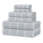 Naples Cotton Blend Textured Checkered and Ribbed 6 Piece Towel Set - Towel Set by Superior Brand