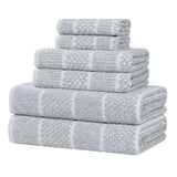 Naples Cotton Blend Textured Checkered and Ribbed 6 Piece Towel Set - Towel Set by Superior Brand