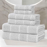 Naples Cotton Blend Textured Checkered and Ribbed 6 Piece Towel Set - Towel Set by Superior Brand