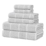 Naples Cotton Blend Textured Checkered and Ribbed 6 Piece Towel Set - Towel Set by Superior Brand
